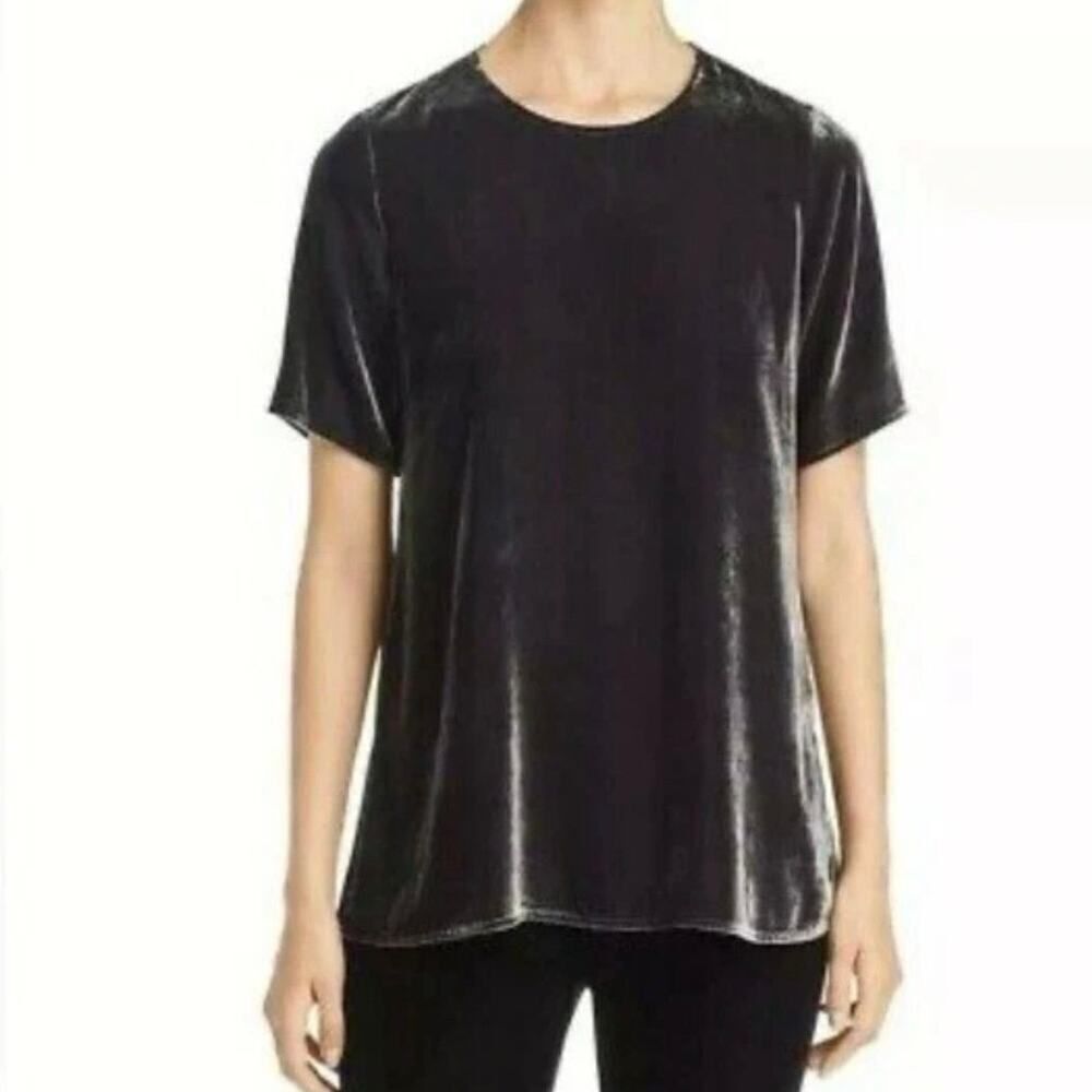 Anthropologie Kyla Seo Velvet Velour Short Sleeve Crewneck Size Medium Top